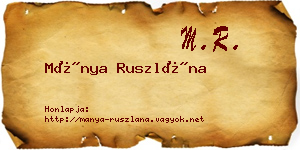 Mánya Ruszlána névjegykártya